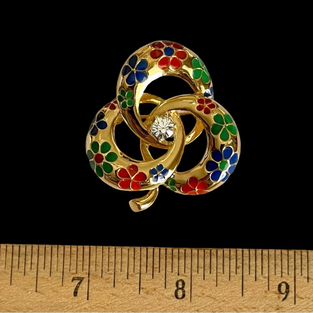 Vintage Joan Rivers Gold Plated Floral Clover Brooch - Picture 3 of 6